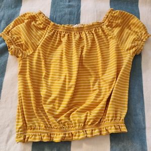 Girls Beautees Adorable Yellow W/ White Stripe Top Sz. 10/12